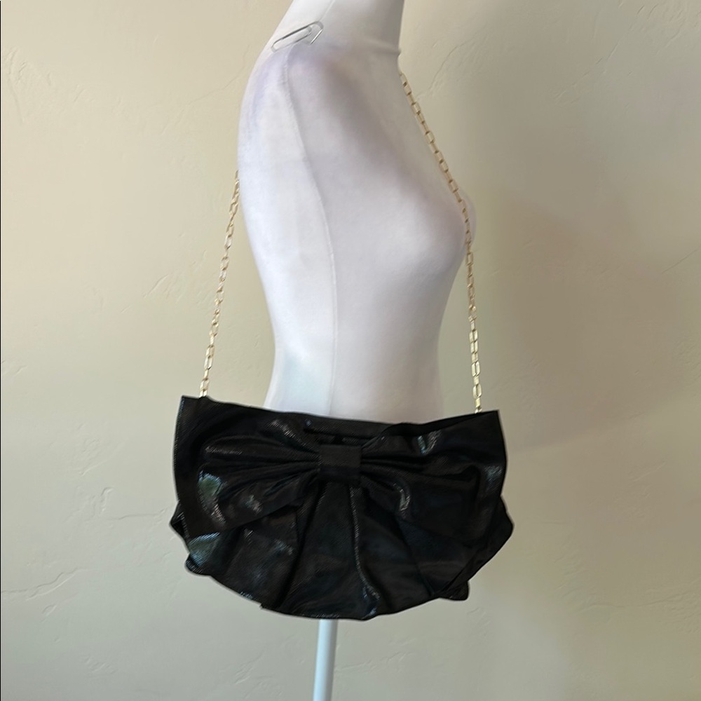 RED Valentino Shimmering Black Bow Purse with shoulder strap. NWOT - Picture 6 of 6